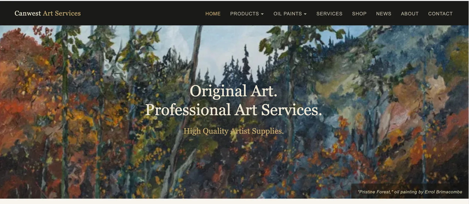 Canwest Art Services website homepage